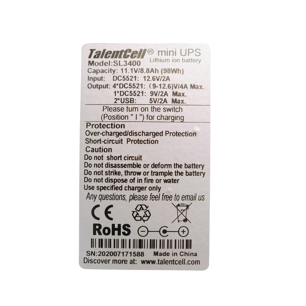 Talentcell Mini UPS Uninterrupted Power Supply SL3400, 27000Mah 98Wh Lithium Ion